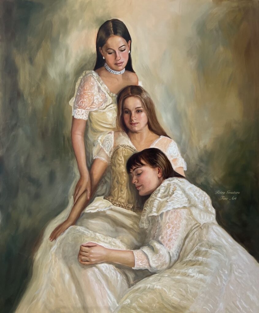 3 girls in white